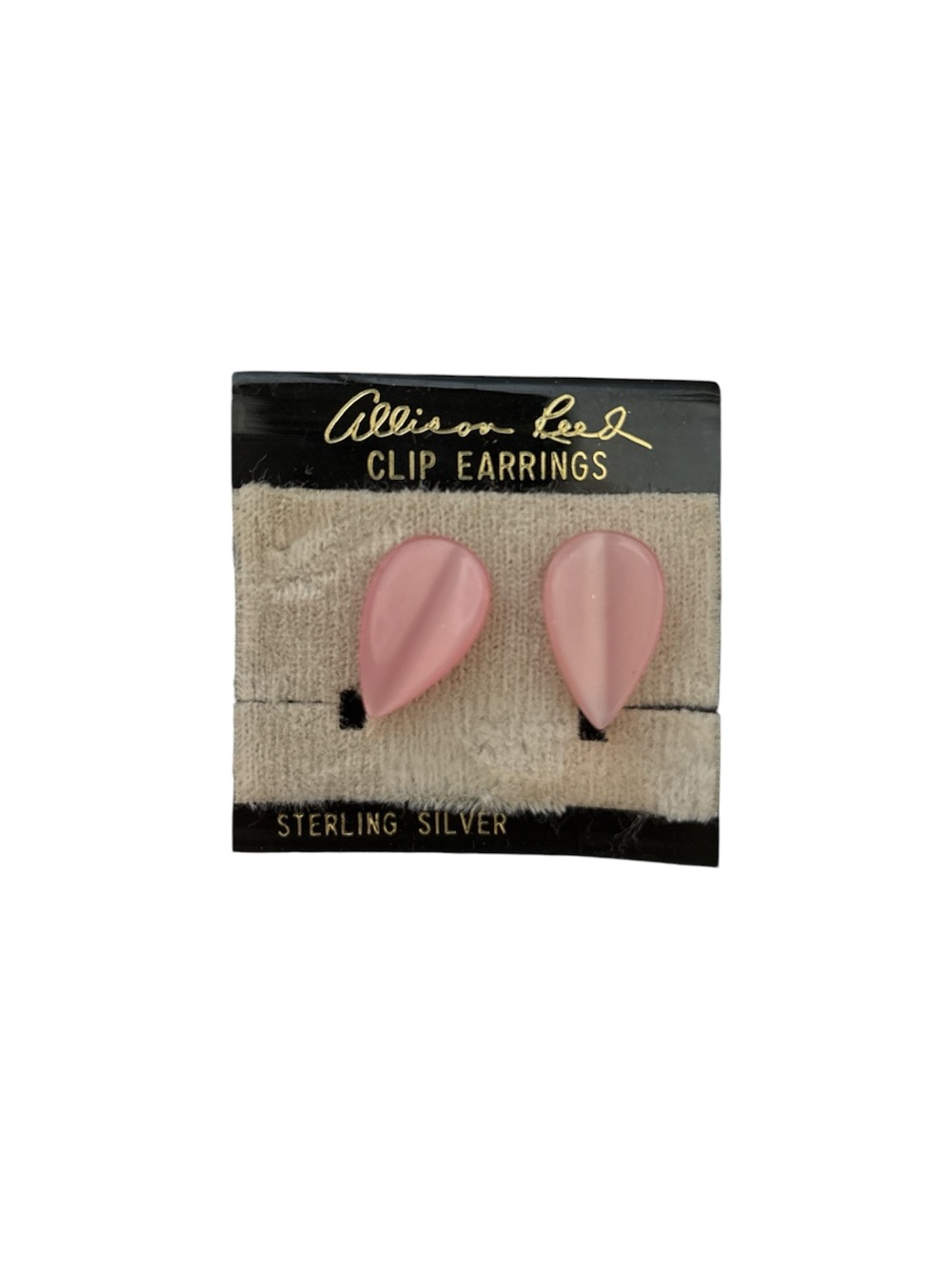 Vintage Allison Reed Pink Acrylic Clip On Sterling Silver Earrings Signed NOS